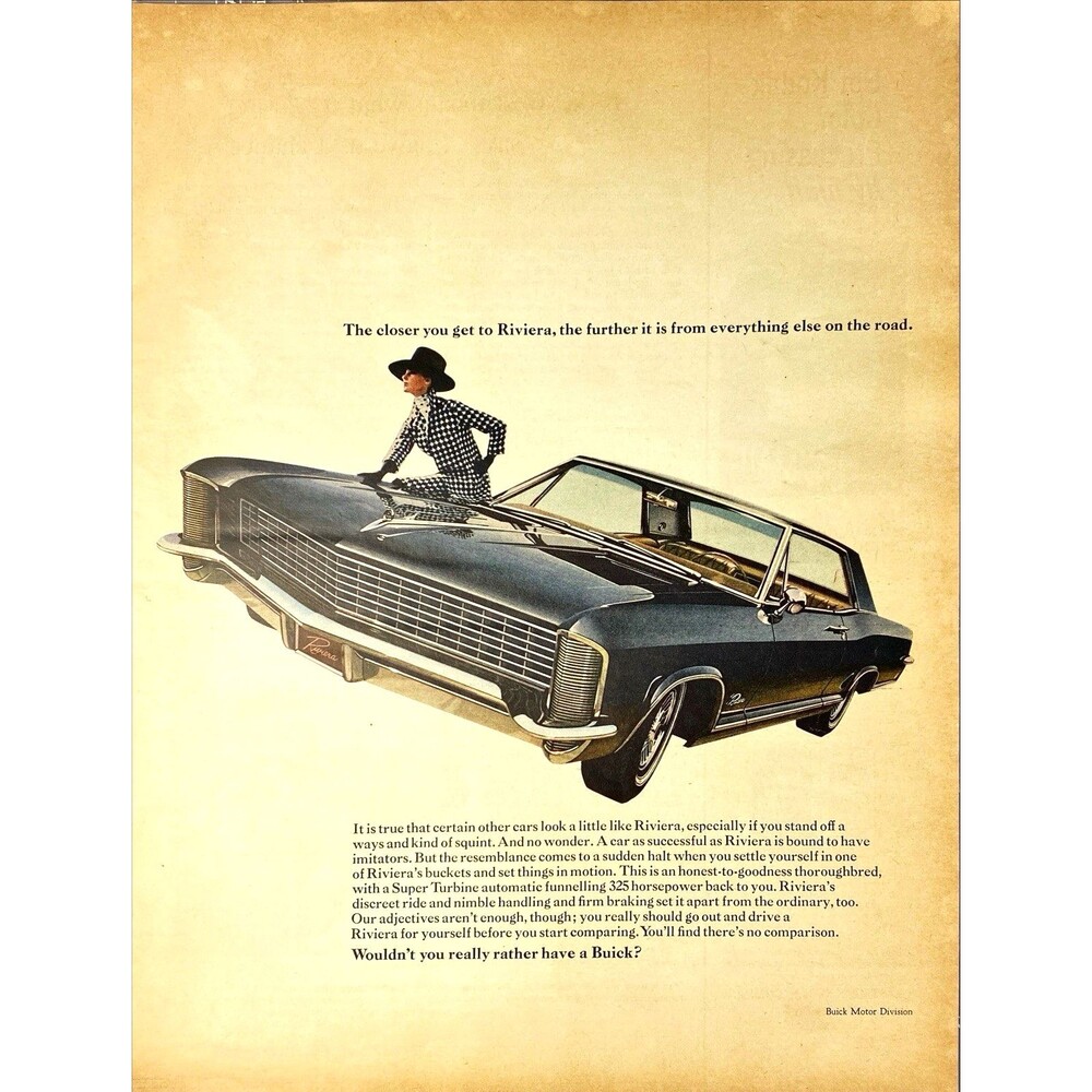 Buick Riviera "Wouldn't you really have a Buick?" Vintage Print Ad 1965